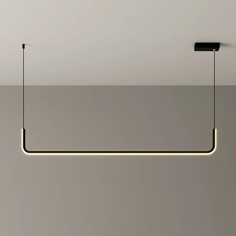 DecorBites™ Modern LED Black Island Hanging Lamp Kit - Sleek Metal Half Rectangle Design with Adjustable Warm/White Lighting