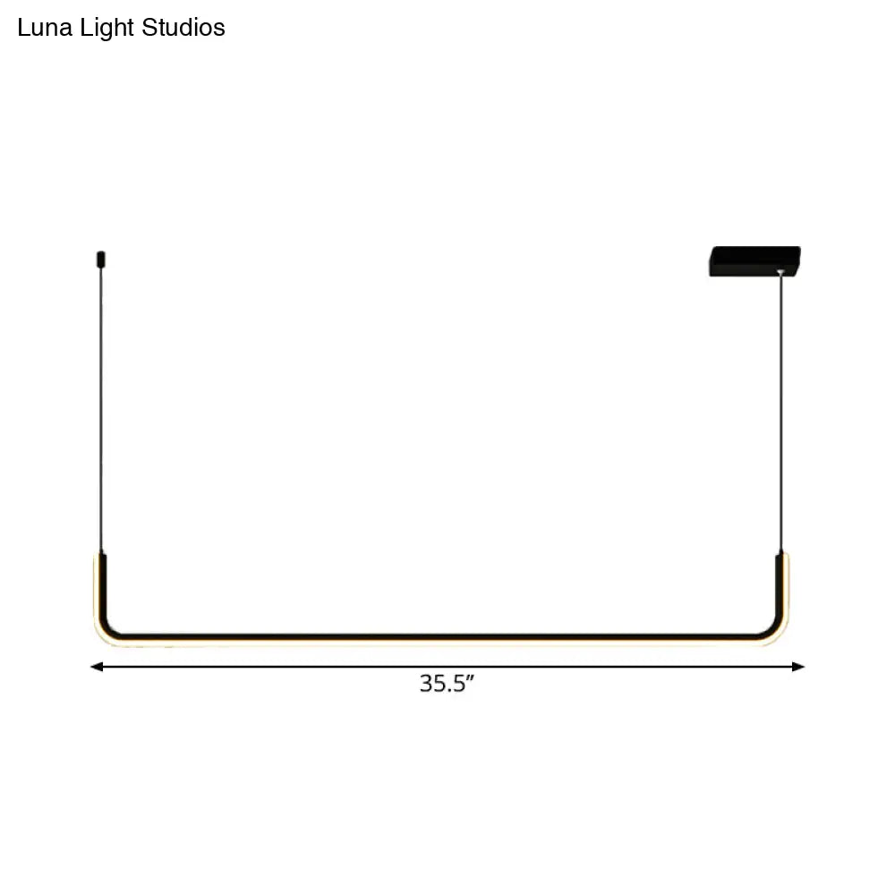 DecorBites™ Modern LED Black Island Hanging Lamp Kit - Sleek Metal Half Rectangle Design with Adjustable Warm/White Lighting