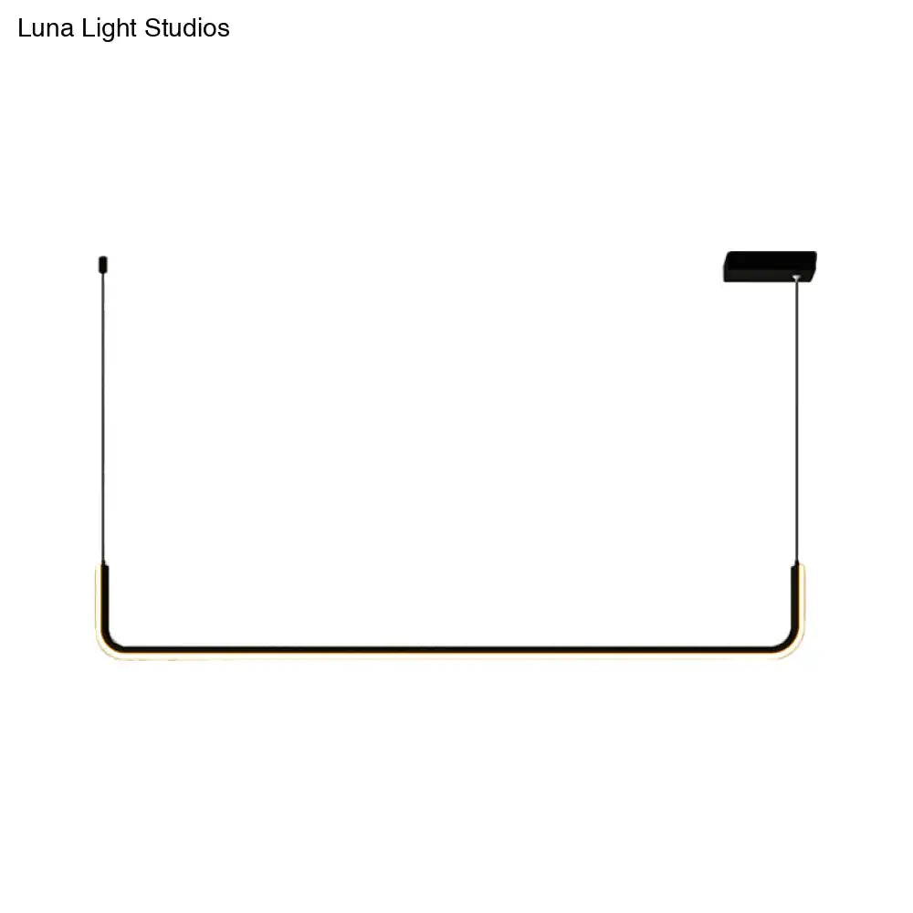 DecorBites™ Modern LED Black Island Hanging Lamp Kit - Sleek Metal Half Rectangle Design with Adjustable Warm/White Lighting