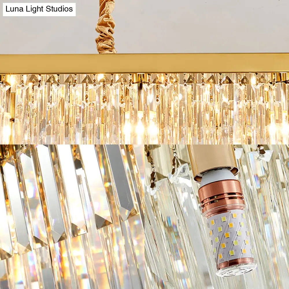 DecorBites™ Modern LED Chandelier Pendant Lamp - Clear/Smoke Gray Crystal Shade, 31.5" W - Perfect for Over an Island