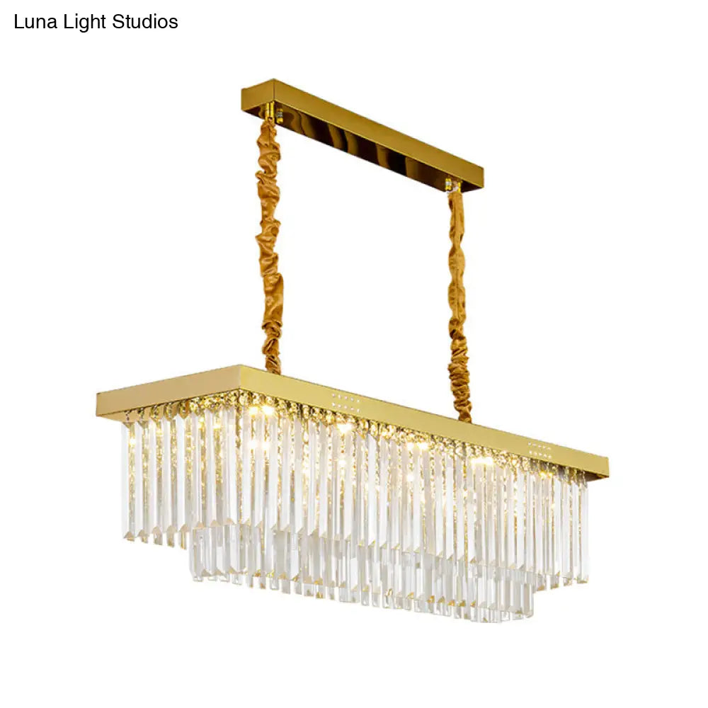 DecorBites™ Modern LED Chandelier Pendant Lamp - Clear/Smoke Gray Crystal Shade, 31.5" W - Perfect for Over an Island