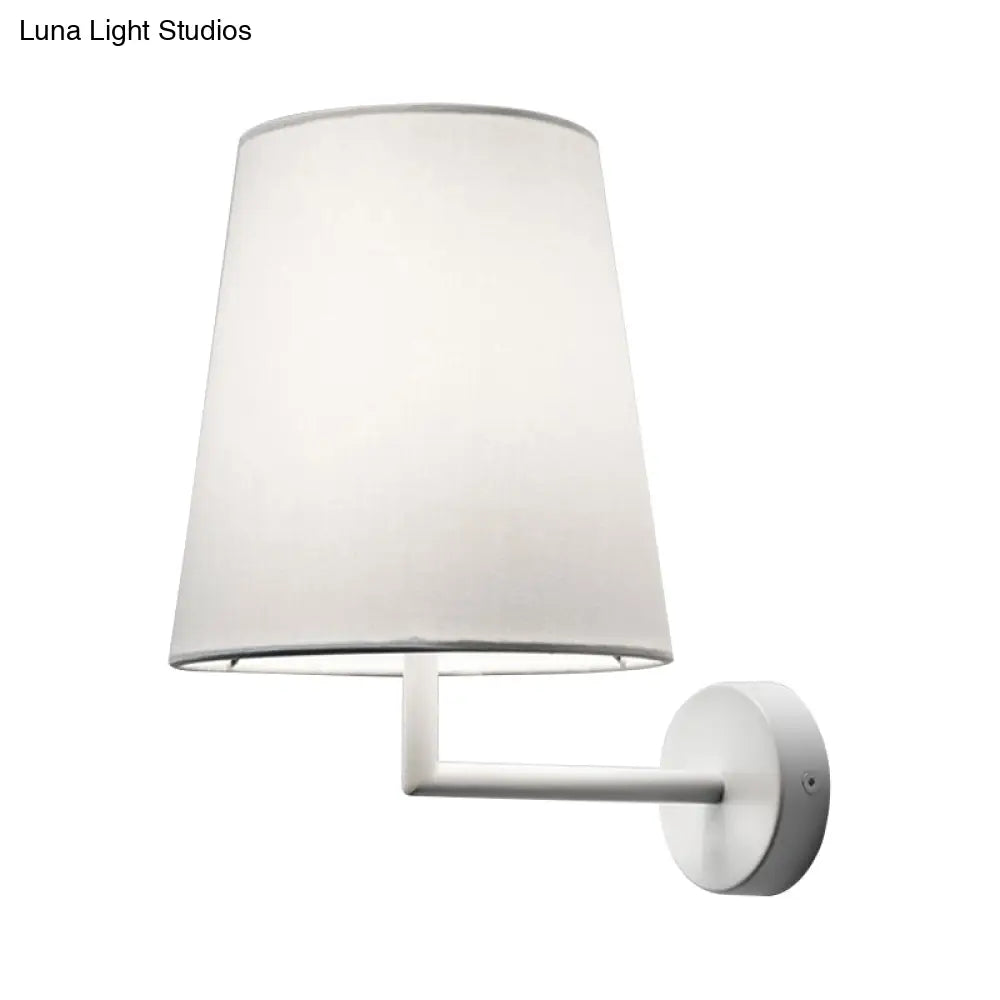 DecorBites™ Modern LED Cone Wall-Mounted Fabric Sconce Light in Black/White for Living Room