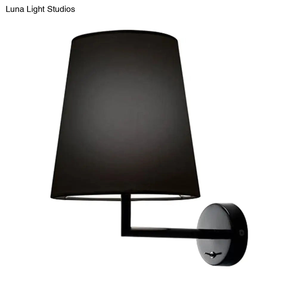 DecorBites™ Modern LED Cone Wall-Mounted Fabric Sconce Light in Black/White for Living Room