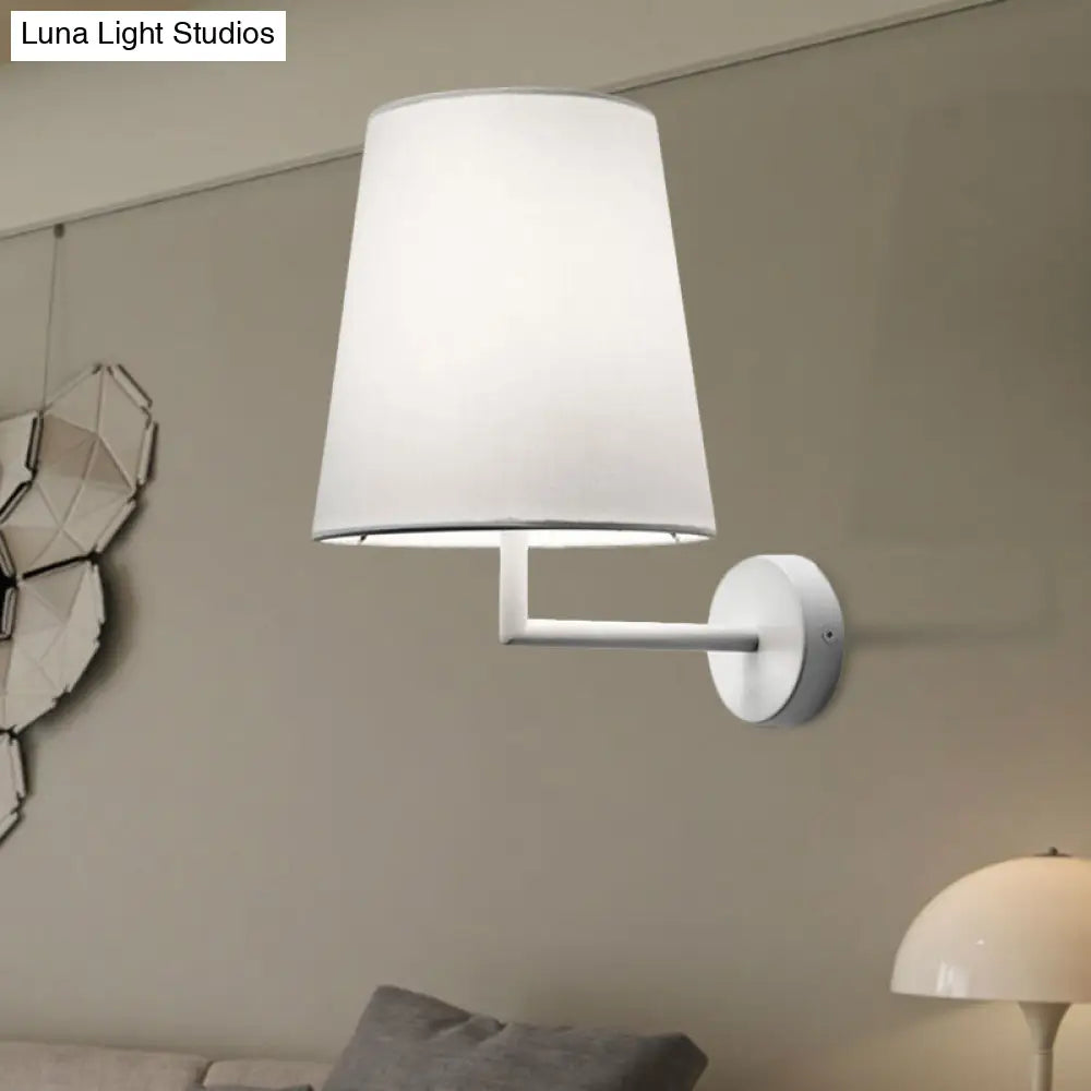 DecorBites™ Modern LED Cone Wall-Mounted Fabric Sconce Light in Black/White for Living Room