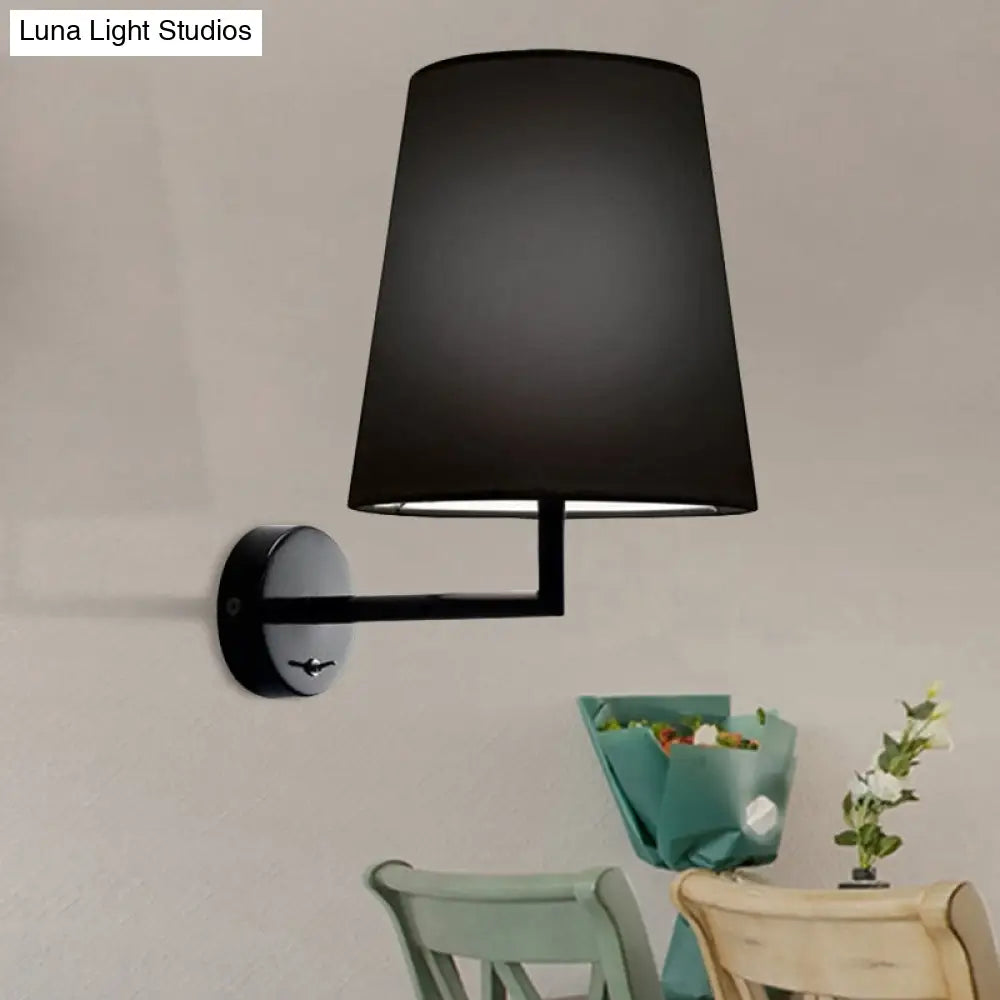 DecorBites™ Modern LED Cone Wall-Mounted Fabric Sconce Light in Black/White for Living Room
