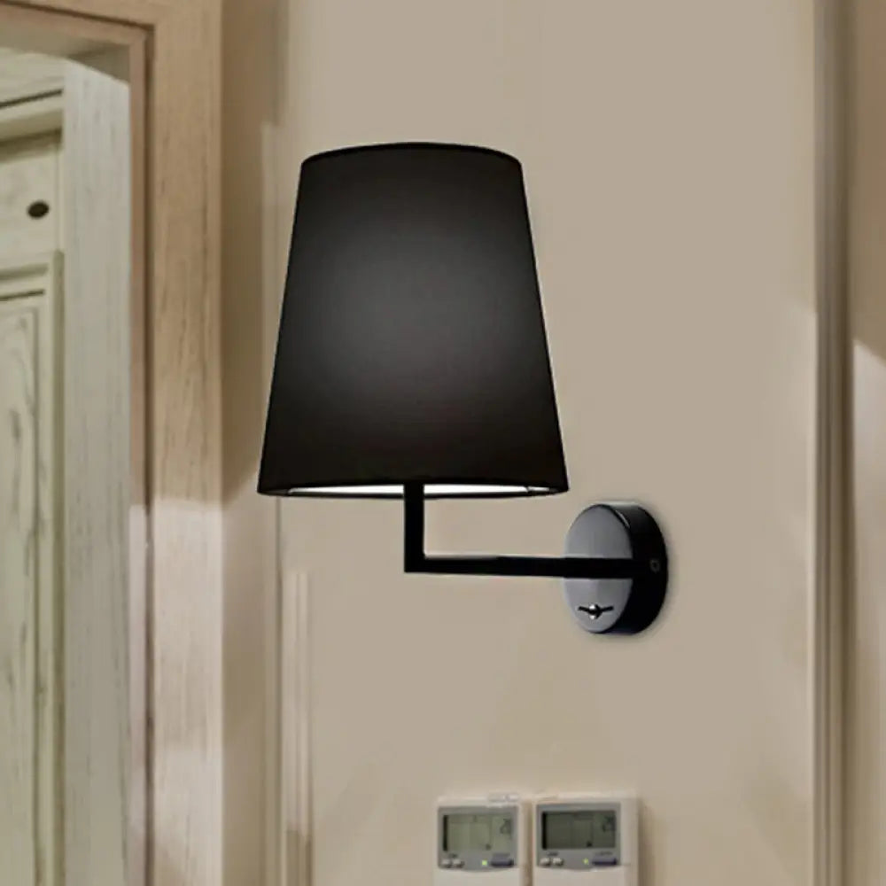 DecorBites™ Modern LED Cone Wall-Mounted Fabric Sconce Light in Black/White for Living Room