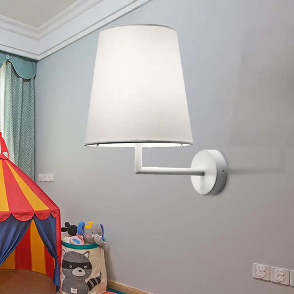 DecorBites™ Modern LED Cone Wall-Mounted Fabric Sconce Light in Black/White for Living Room
