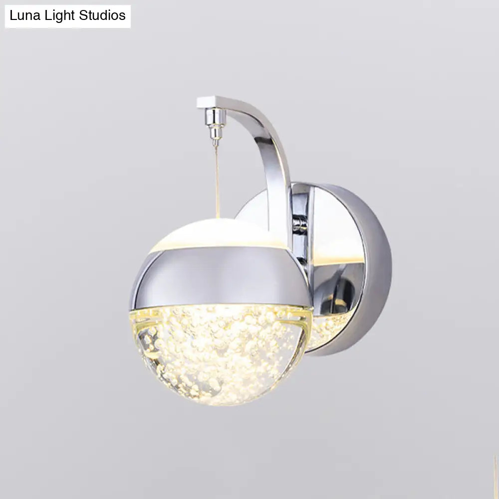 DecorBites™ Modern LED Crystal Ball Wall Sconce in Gold/Chrome for Bedroom Lighting