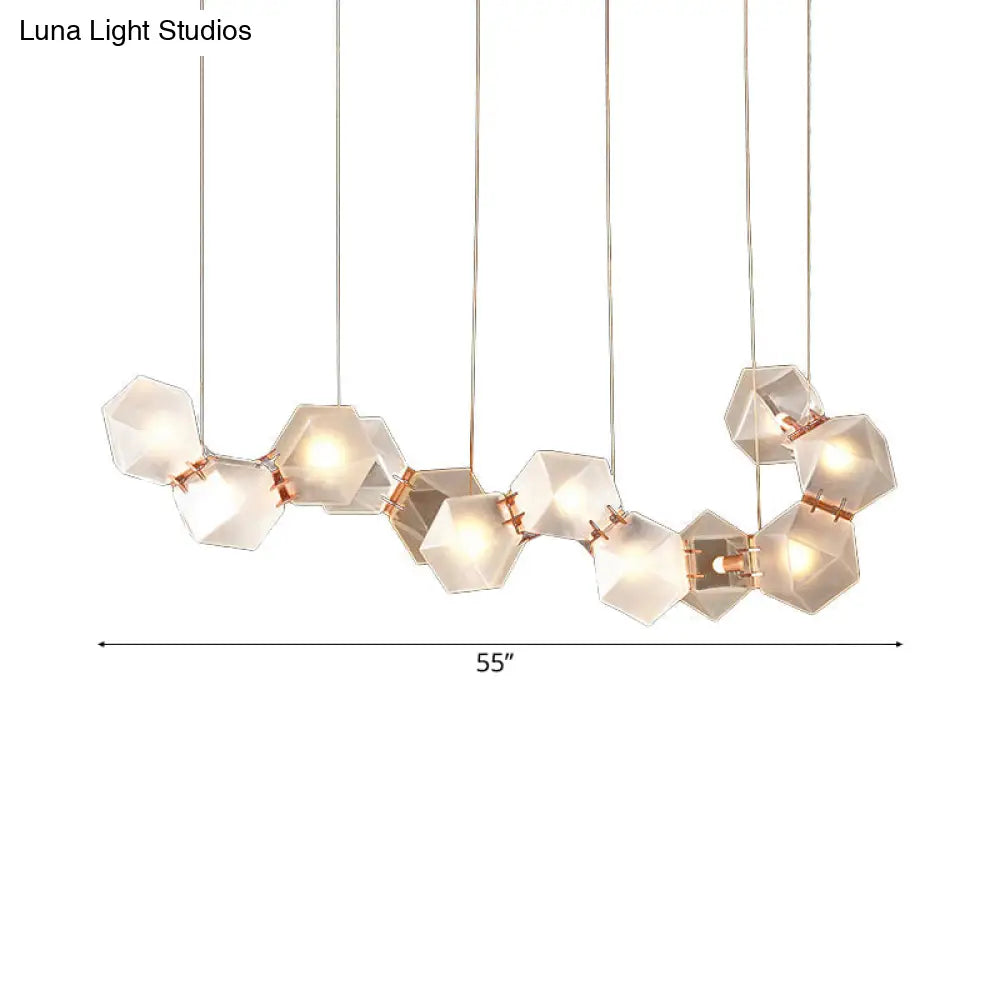 DecorBites™ Modern LED Geometric Pendant Light Fixture - White Glass, 12/14 Lights - Dining Room Island Lighting