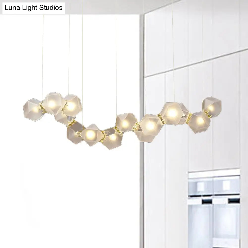 DecorBites™ Modern LED Geometric Pendant Light Fixture - White Glass, 12/14 Lights - Dining Room Island Lighting