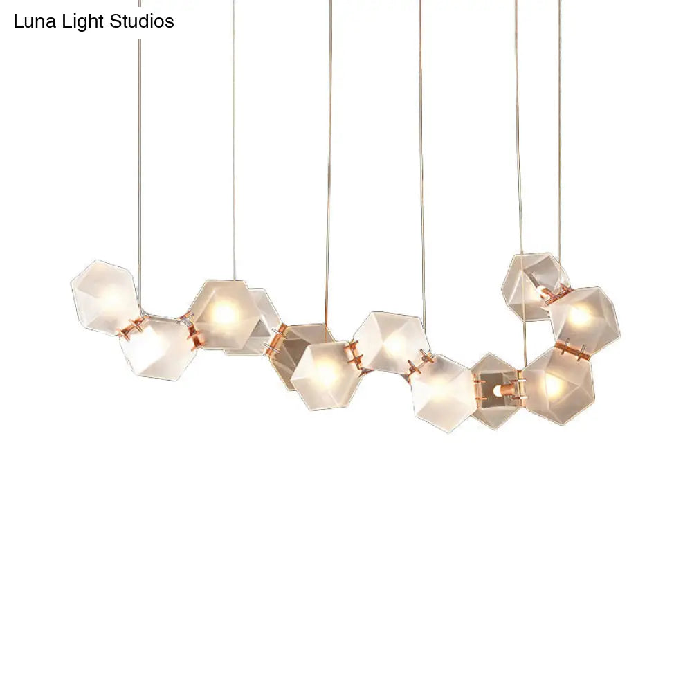 DecorBites™ Modern LED Geometric Pendant Light Fixture - White Glass, 12/14 Lights - Dining Room Island Lighting