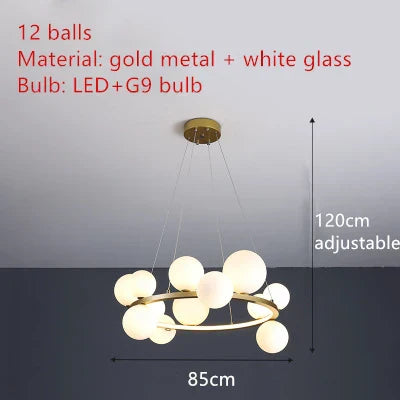 DecorBites™ Modern LED Glass Chandelier with Adjustable Cord