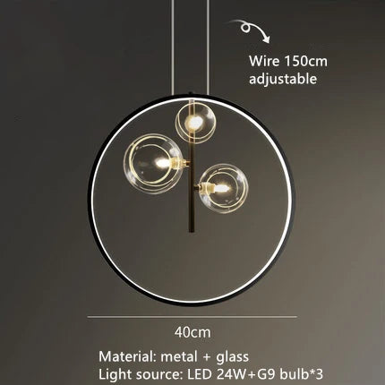 DecorBites™ Modern LED Glass Chandelier with Adjustable Cord