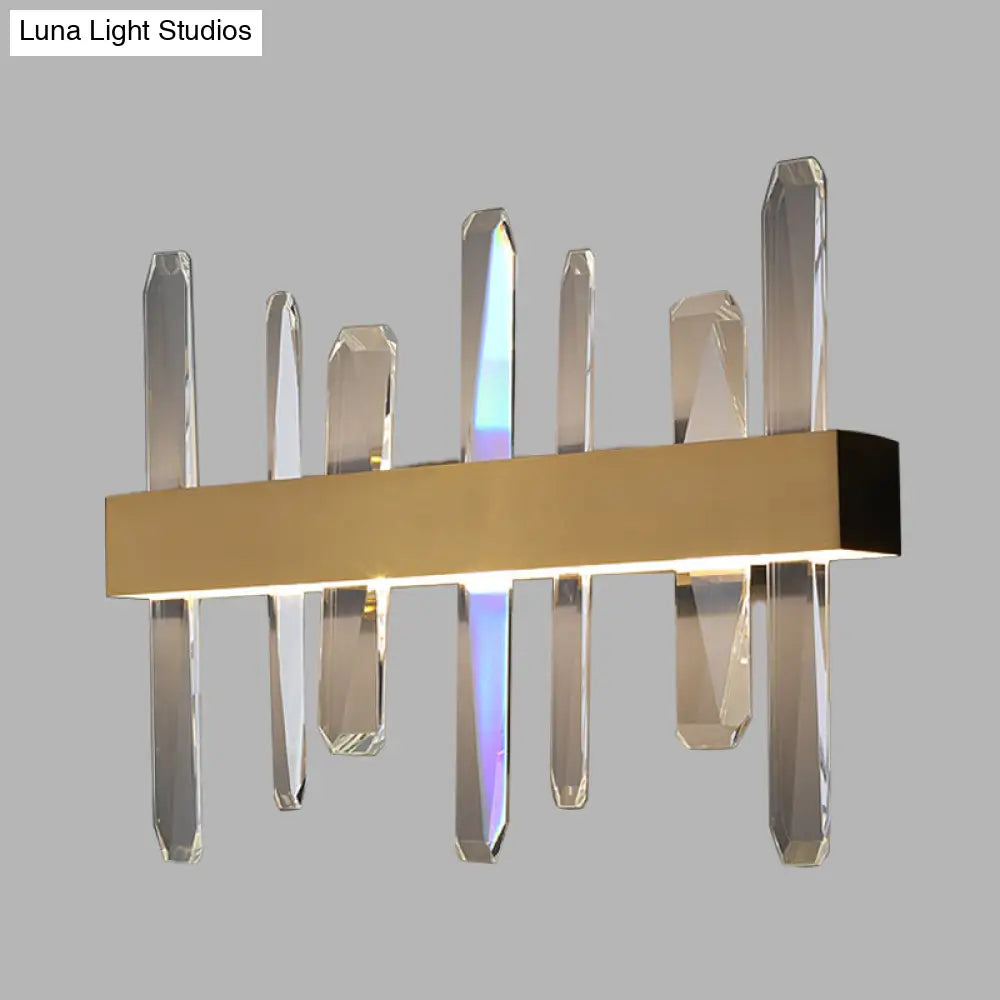 DecorBites™ Modern LED Gold Wall Sconce with Clear Crystal Bar and Stylish Metal Shade