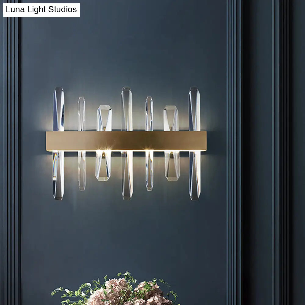 DecorBites™ Modern LED Gold Wall Sconce with Clear Crystal Bar and Stylish Metal Shade