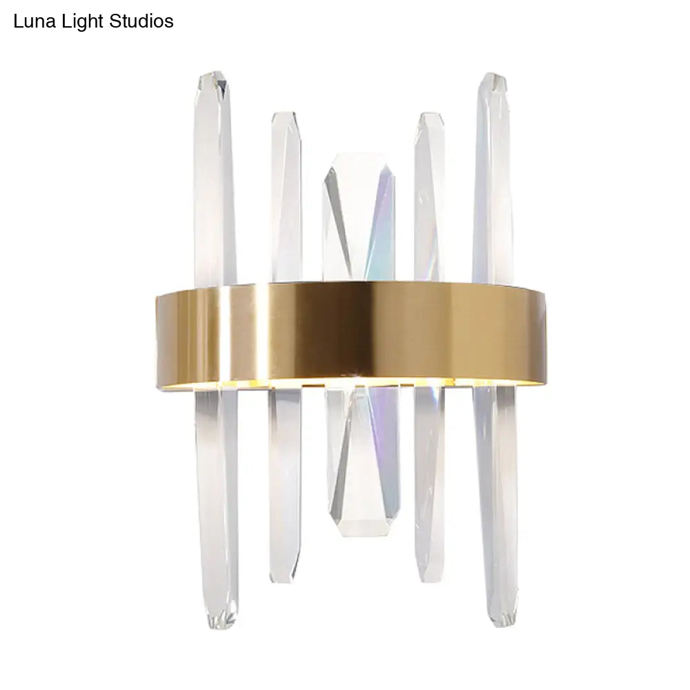 DecorBites™ Modern LED Gold Wall Sconce with Clear Crystal Bar and Stylish Metal Shade