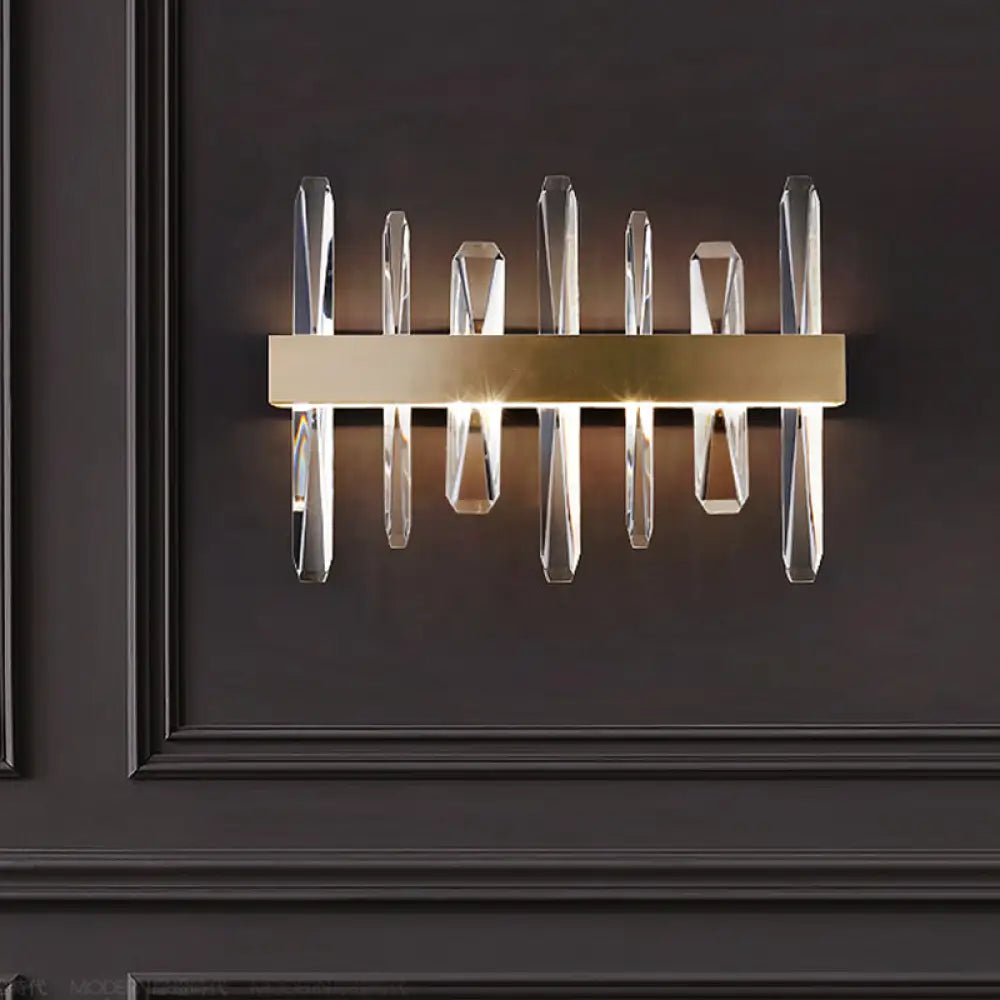 DecorBites™ Modern LED Gold Wall Sconce with Clear Crystal Bar and Stylish Metal Shade