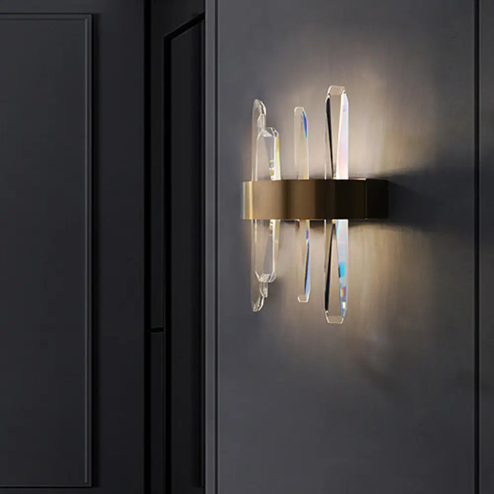 DecorBites™ Modern LED Gold Wall Sconce with Clear Crystal Bar and Stylish Metal Shade