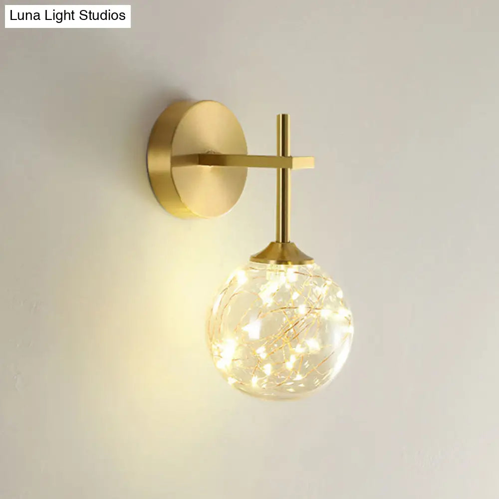 DecorBites™ Modern LED Gold Wall Sconce with Geometric Glass Shade