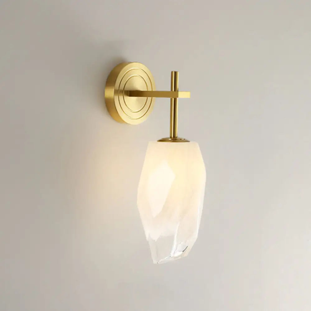 DecorBites™ Modern LED Gold Wall Sconce with Geometric Glass Shade