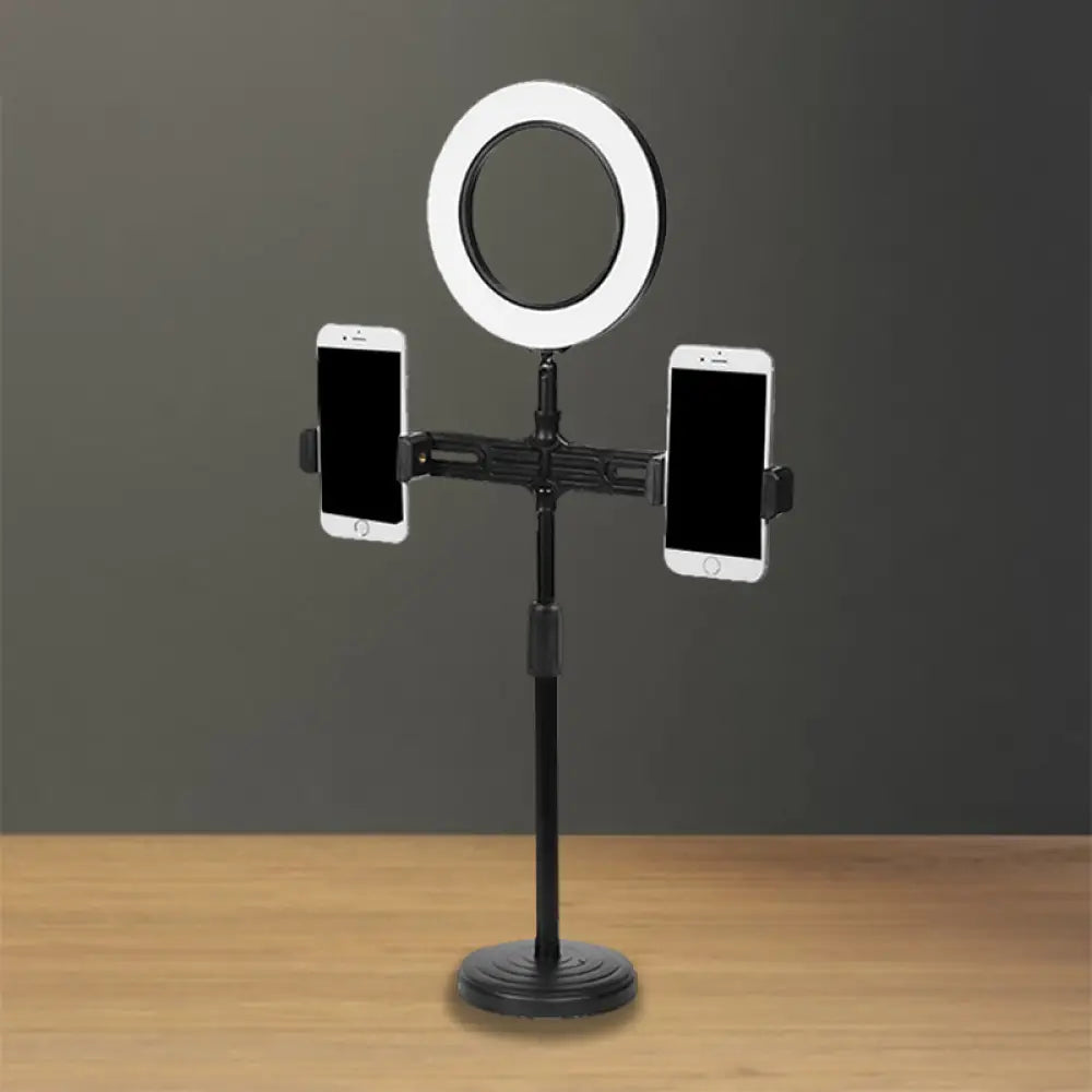 DecorBites™ Modern LED Makeup Lamp with USB Port - Black Metal Circle Shape