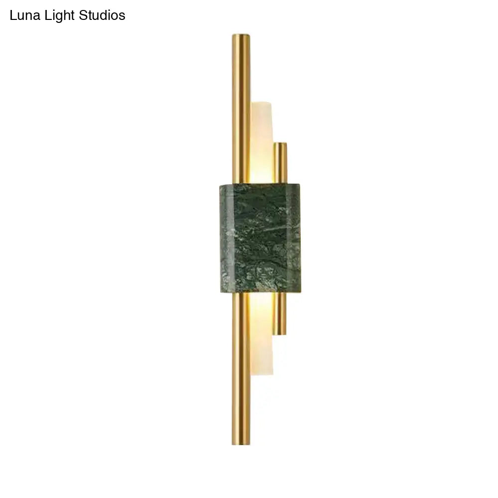 DecorBites™ Modern LED Marble Rectangle Wall Light with Slim Tube Detail in White/Warm Light, White/Green Color Option