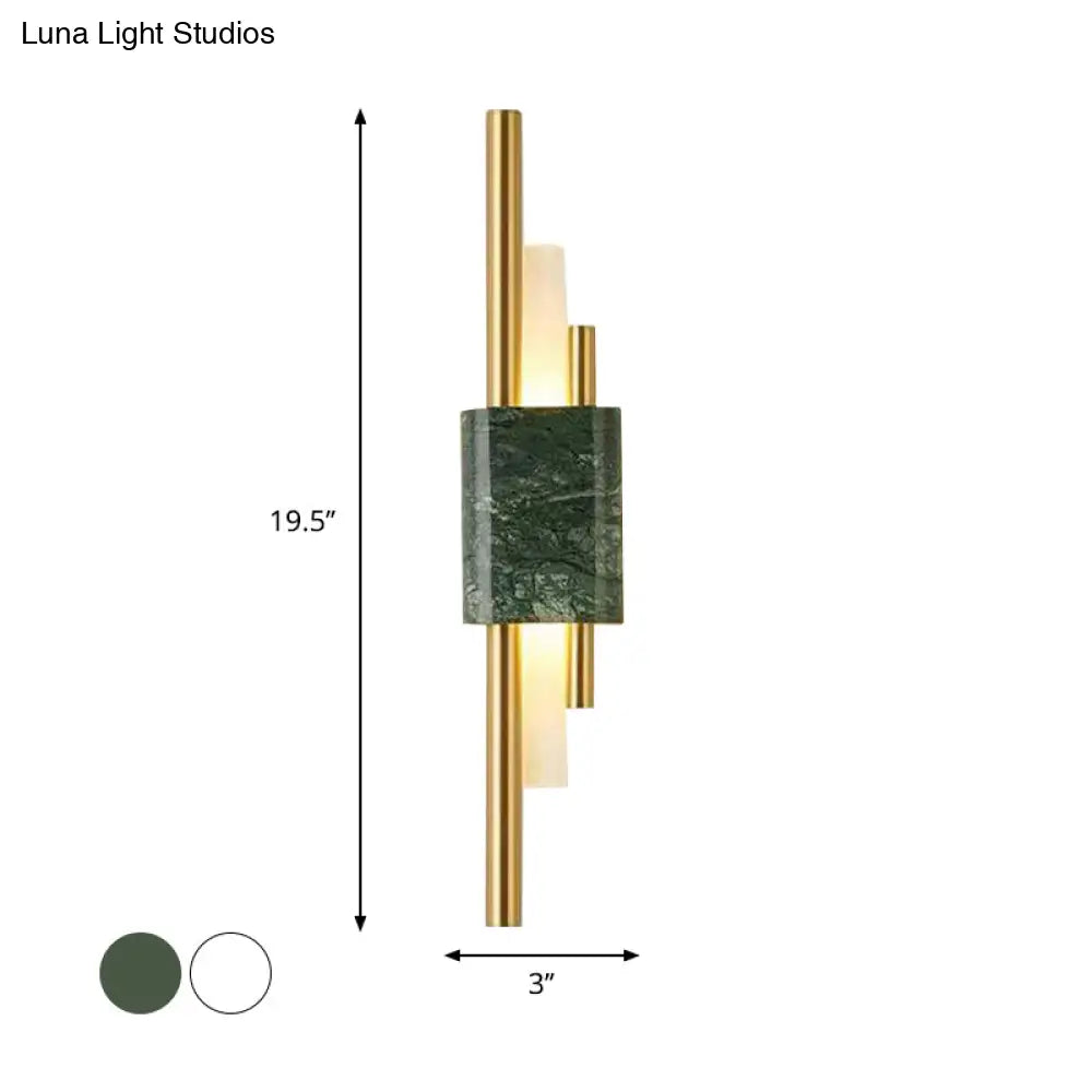 DecorBites™ Modern LED Marble Rectangle Wall Light with Slim Tube Detail in White/Warm Light, White/Green Color Option