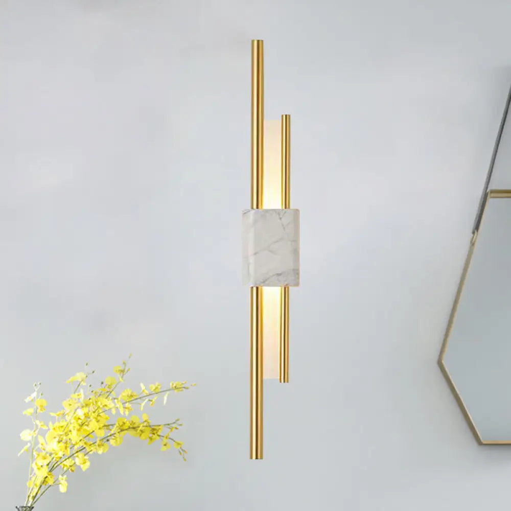 DecorBites™ Modern LED Marble Rectangle Wall Light with Slim Tube Detail in White/Warm Light, White/Green Color Option