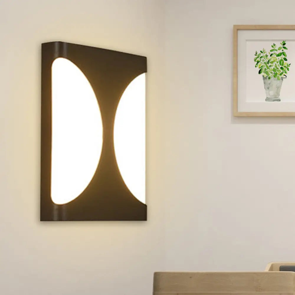 DecorBites™ Modern LED Metallic Black Wall Sconce with Double Semicircle Pattern - Flush Mount