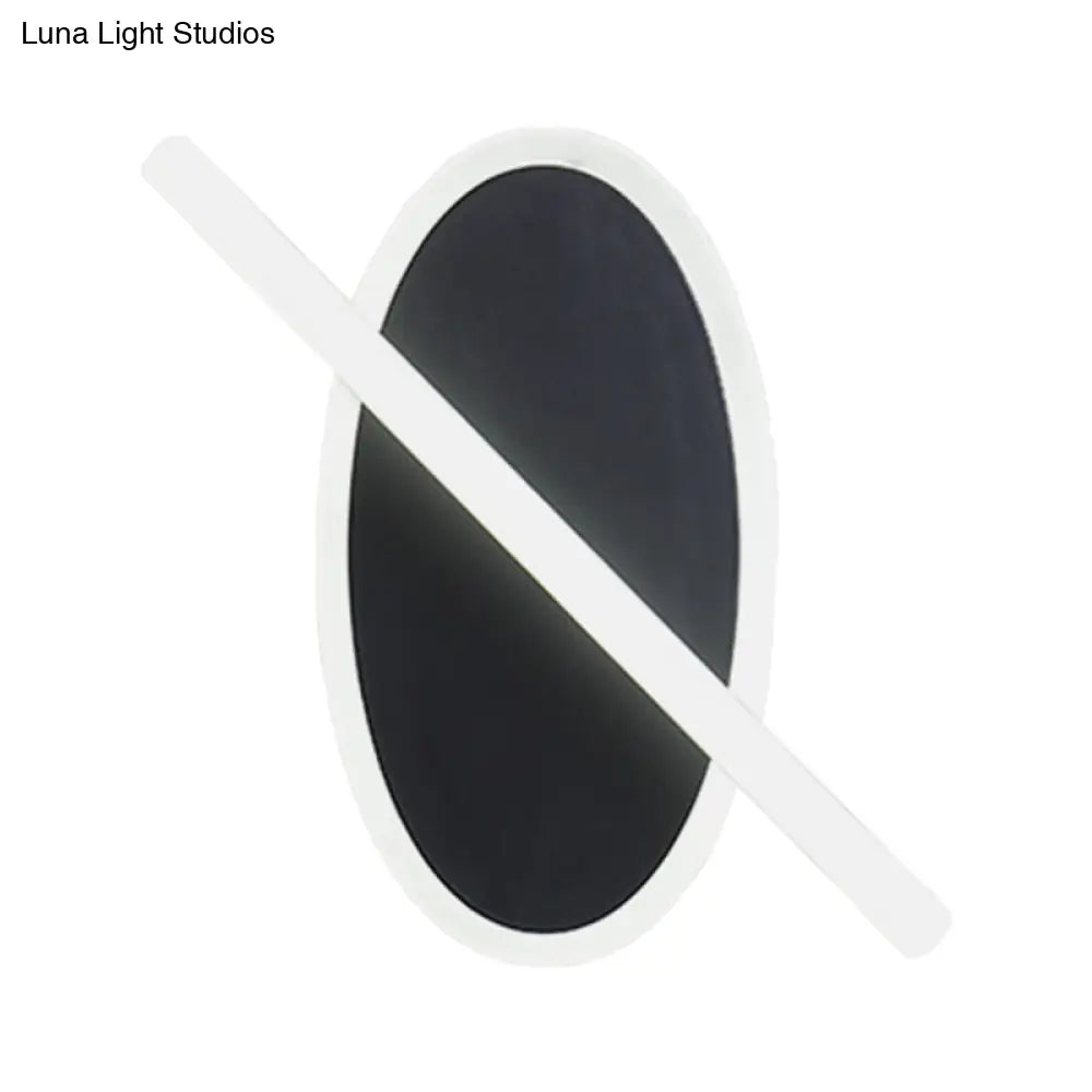 DecorBites™ Modern LED Oval and Ring Wall Mount Sconce for Stairways in Black/White/Warm Light