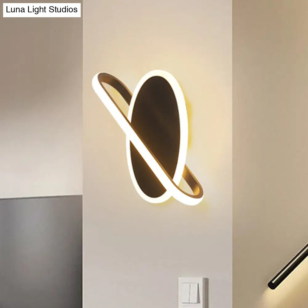 DecorBites™ Modern LED Oval and Ring Wall Mount Sconce for Stairways in Black/White/Warm Light