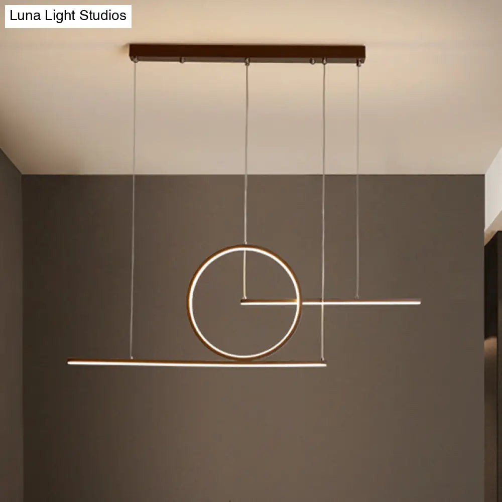 DecorBites™ Modern LED Restaurant Island Lamp in Black/Gold with Circle & Linear Metal Shade - Warm/White Light