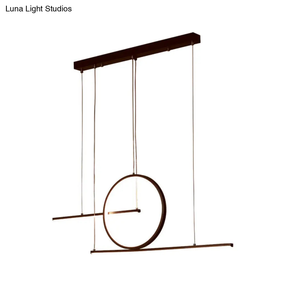 DecorBites™ Modern LED Restaurant Island Lamp in Black/Gold with Circle & Linear Metal Shade - Warm/White Light