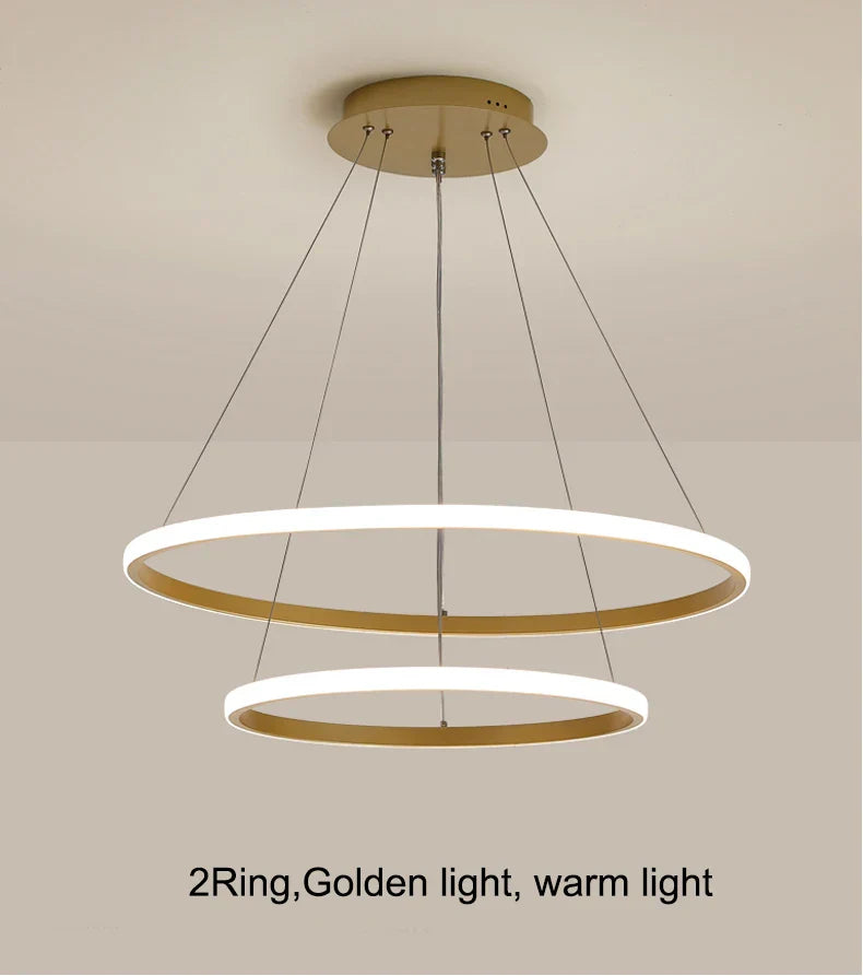 DecorBites™ Modern LED Ring Pendant Chandelier - Black