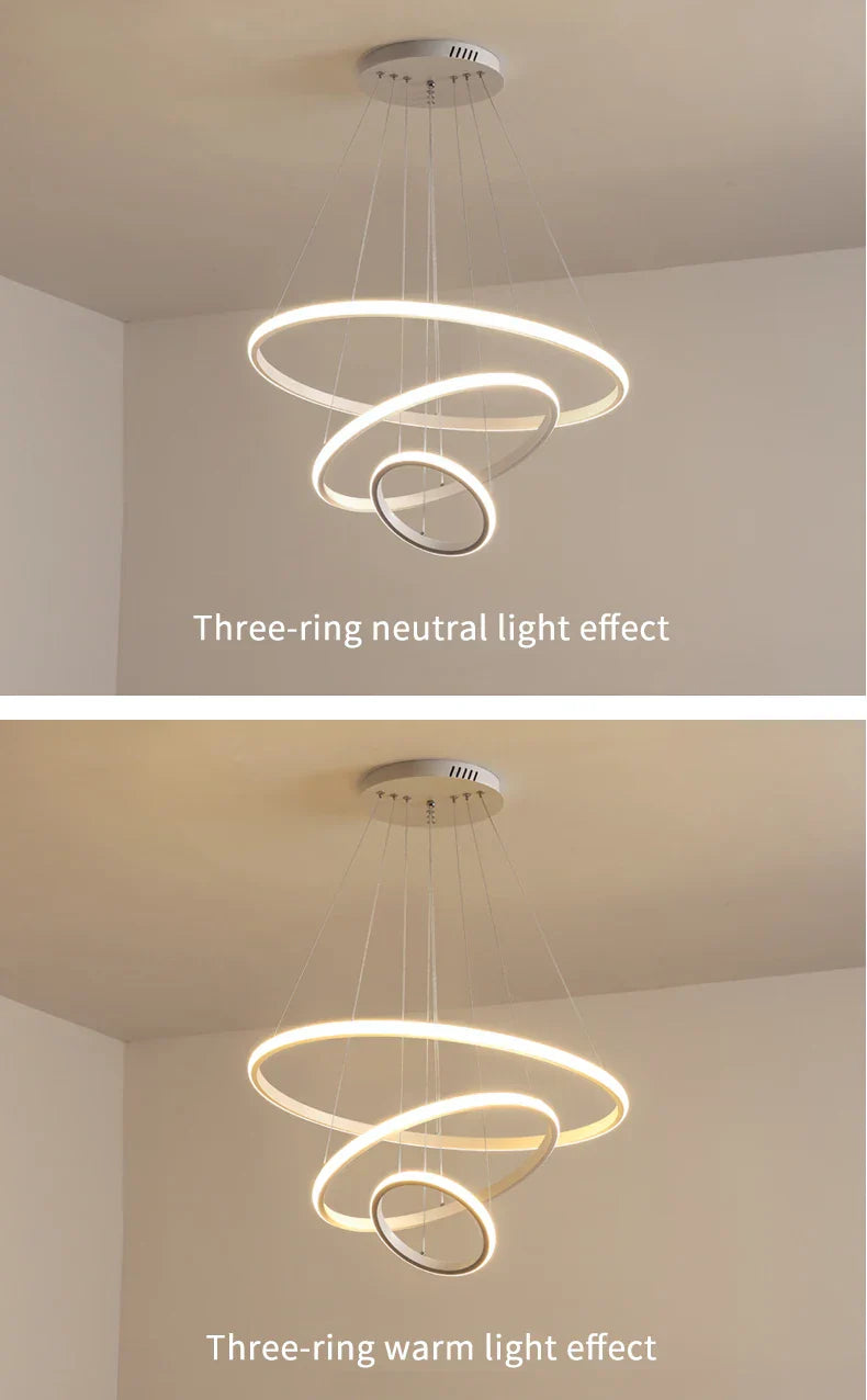 DecorBites™ Modern LED Ring Pendant Chandelier - Black
