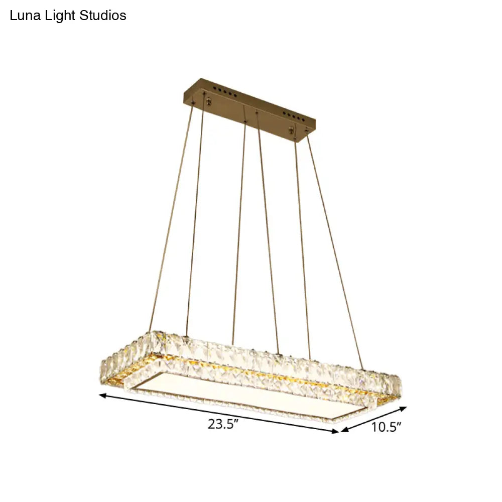 DecorBites™ Modern LED Suspension Light: Clear Crystal Rectangle Blocks for Dinning Room & Kitchen Island