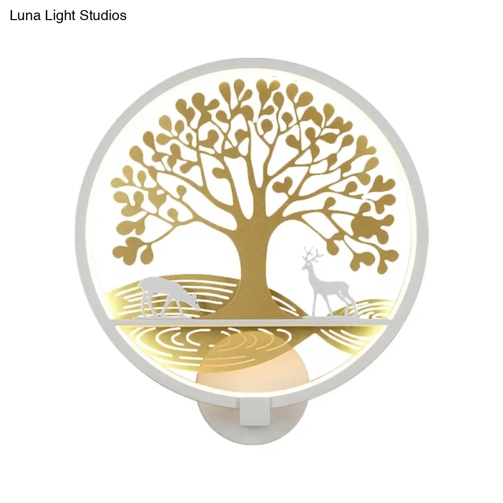 DecorBites™ Modern LED Tree Wall Lamp-Metal Mounted, Black/White, Bedside Mural Light with Warm/White Glow