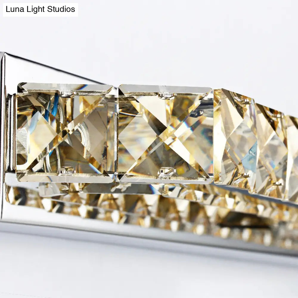DecorBites™ Modern LED Vanity Wall Sconce with Crystal Encrusted Beveled Bar - Stylish and Chic