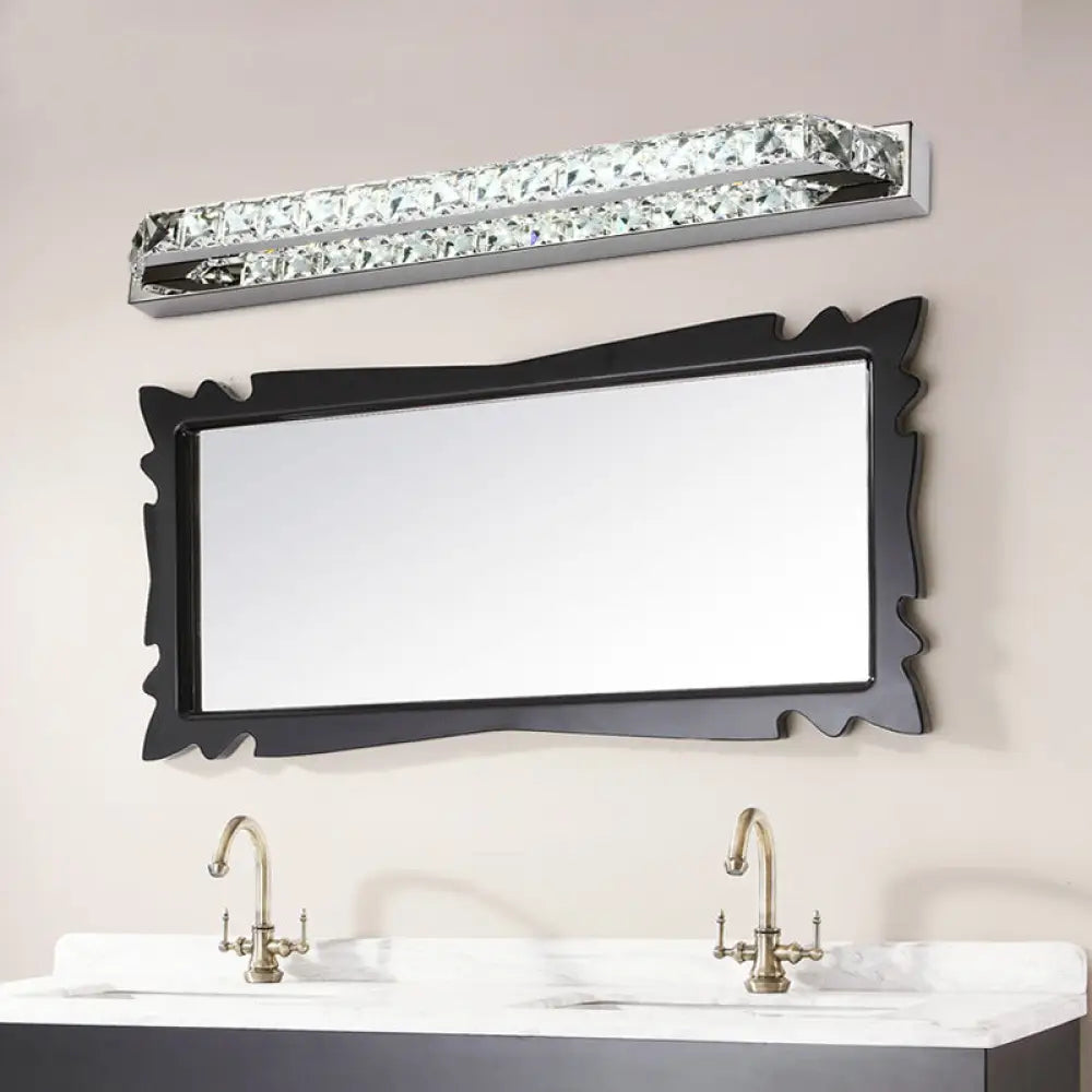 DecorBites™ Modern LED Vanity Wall Sconce with Crystal Encrusted Beveled Bar - Stylish and Chic