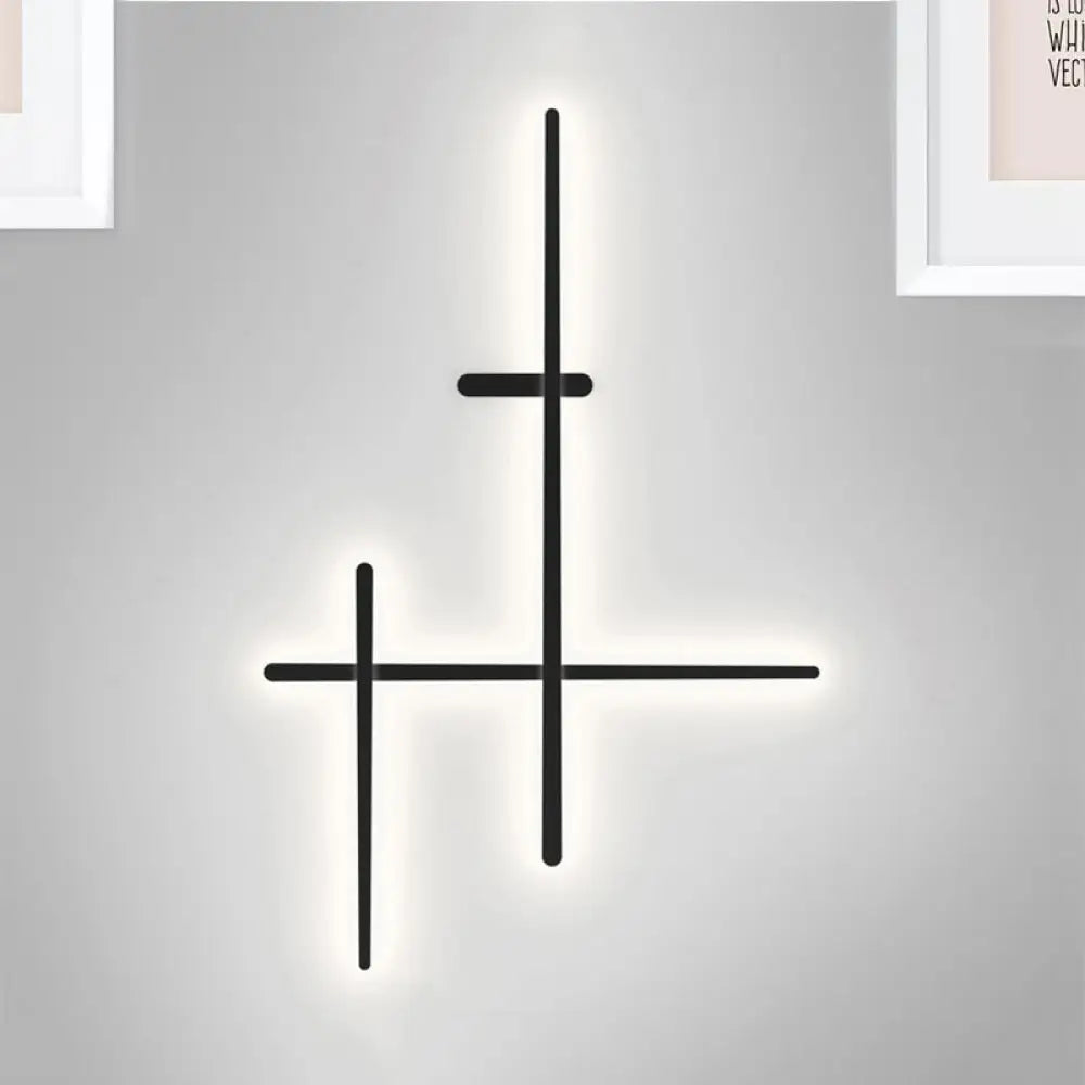 DecorBites™ Modern LED Wall Light in Black for Living Room Décor - Crossed Lines Design