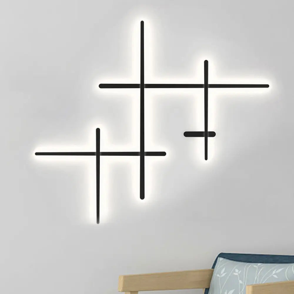 DecorBites™ Modern LED Wall Light in Black for Living Room Décor - Crossed Lines Design