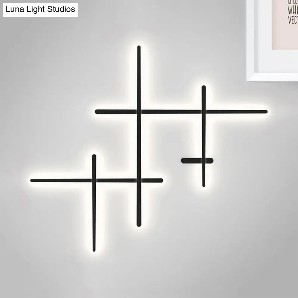 DecorBites™ Modern LED Wall Light in Black for Living Room Décor - Crossed Lines Design