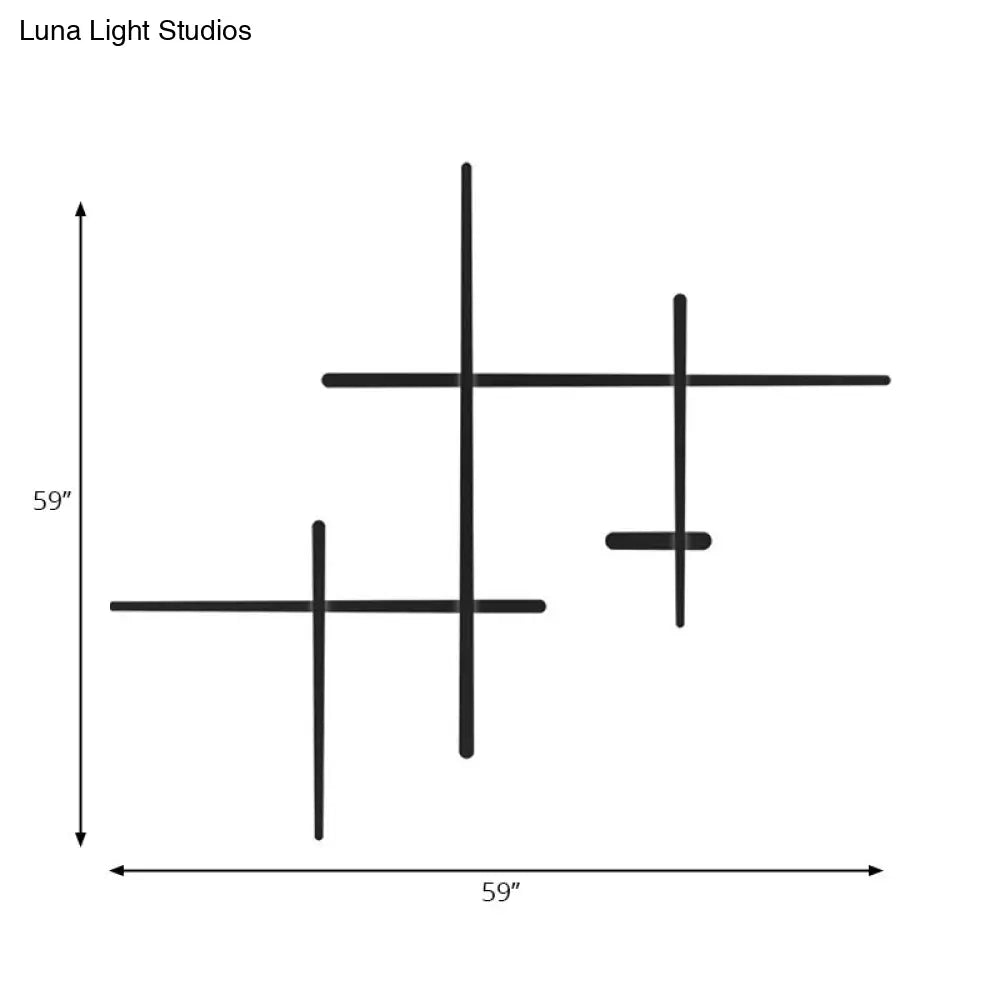 DecorBites™ Modern LED Wall Light in Black for Living Room Décor - Crossed Lines Design