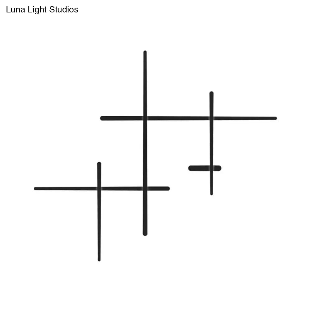 DecorBites™ Modern LED Wall Light in Black for Living Room Décor - Crossed Lines Design