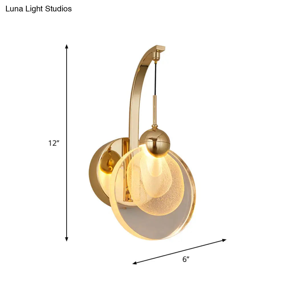 DecorBites™ Modern LED Wall Mount Light in Gold with Crystal Shade - Perfect for Great Room Lighting
