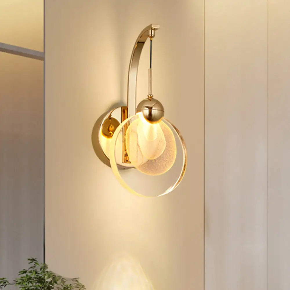 DecorBites™ Modern LED Wall Mount Light in Gold with Crystal Shade - Perfect for Great Room Lighting
