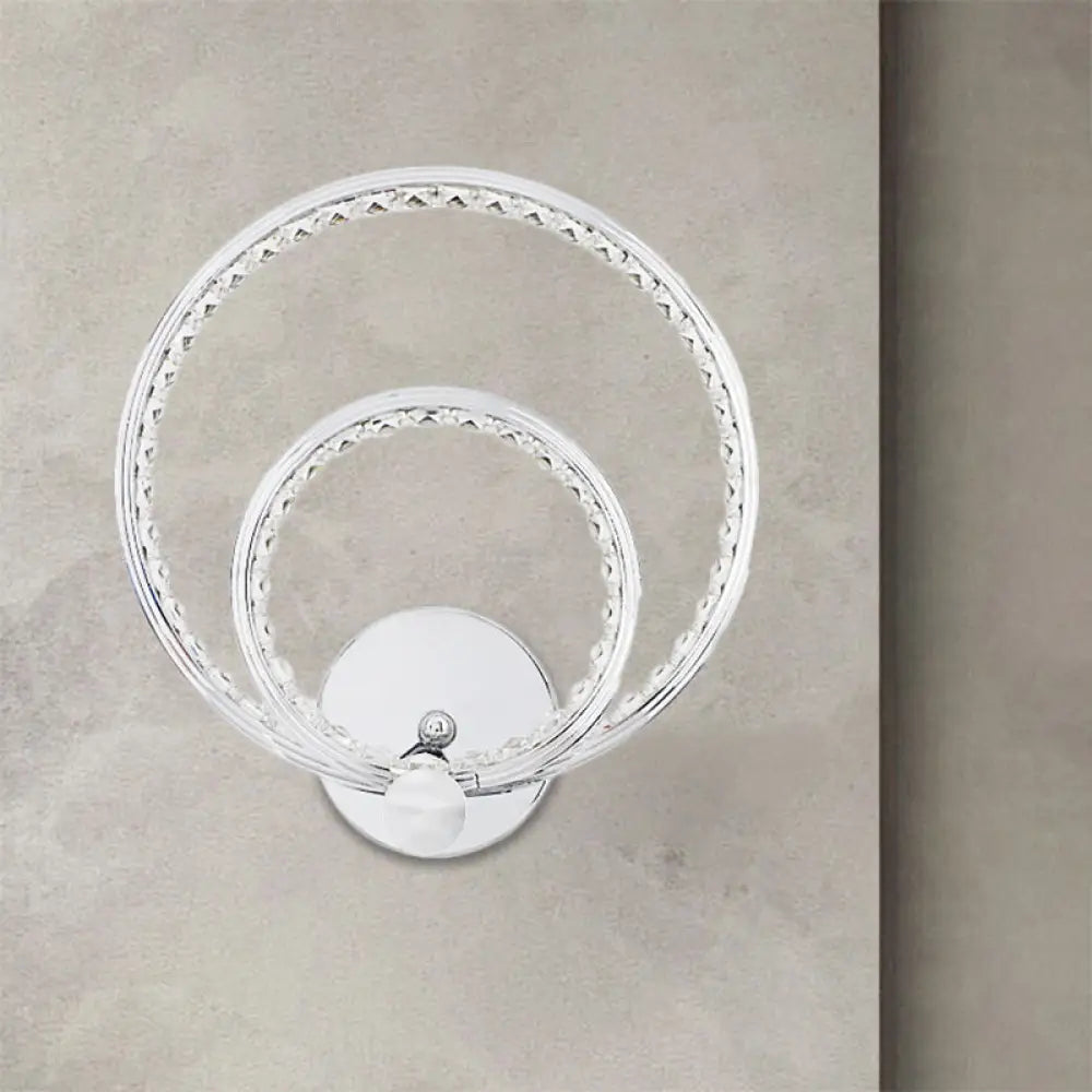 DecorBites™ Modern LED Wall Mounted Dual-Ring Lamp in Warm/White Light, Chrome Finish