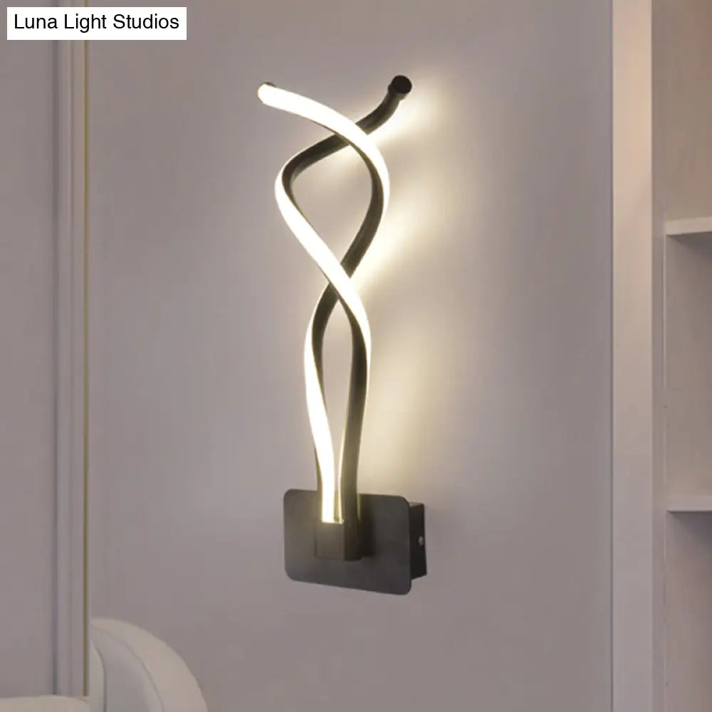 DecorBites™ Modern LED Wall Sconce with Acrylic Shade for Bedroom - Black/White Wavy/Musical Note Design