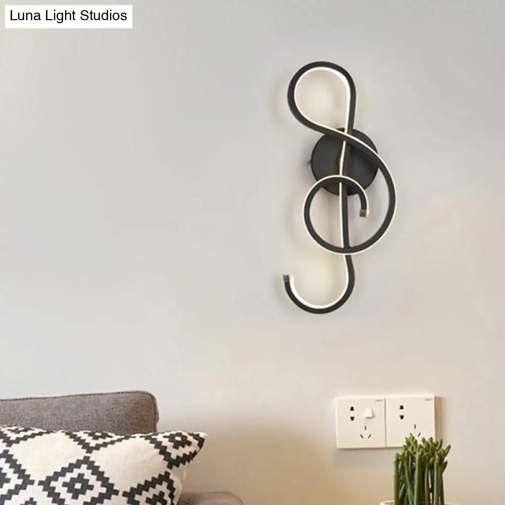 DecorBites™ Modern LED Wall Sconce with Acrylic Shade for Bedroom - Black/White Wavy/Musical Note Design