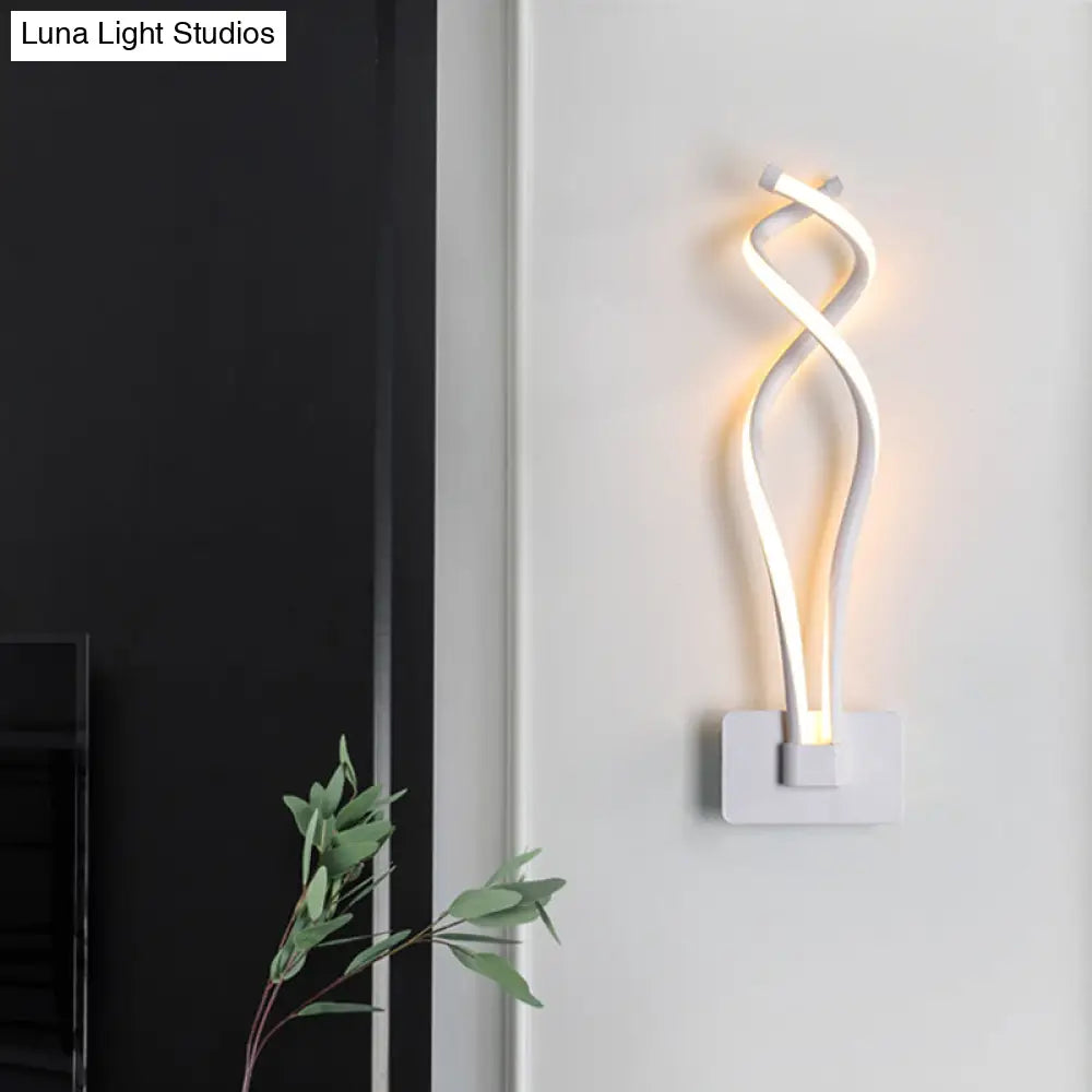 DecorBites™ Modern LED Wall Sconce with Acrylic Shade for Bedroom - Black/White Wavy/Musical Note Design